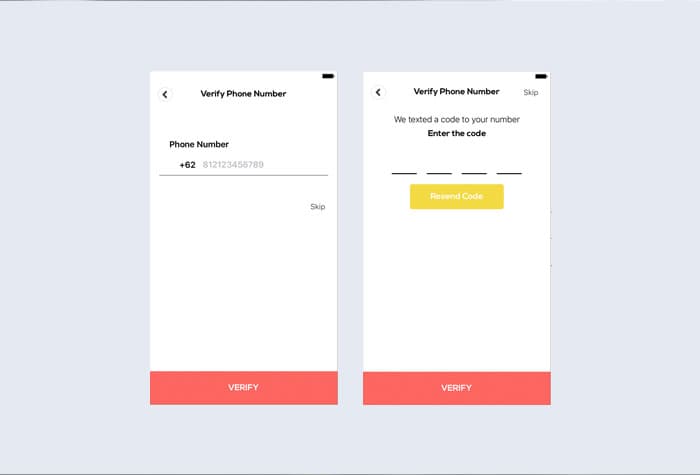 Rooda application interface, screen 1